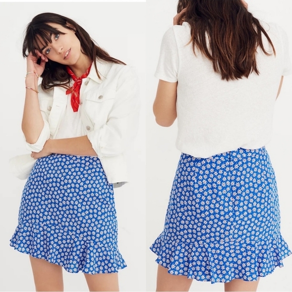 Madewell Dresses & Skirts - madewell ruffle-edge skirt mini daisy floral swingy skirt size 8